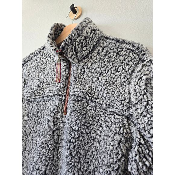 Alpine Sherpa 1/4 Zip Pullover Jacket Tribal Men's Size S Gray Cabincore Winter - Picture 2 of 8